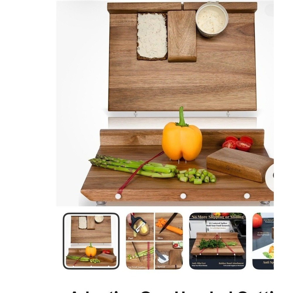 Adaptive One Handed Cutting Board by Sendar Moonstone Board 14.2 x 9.45 in NOB‎